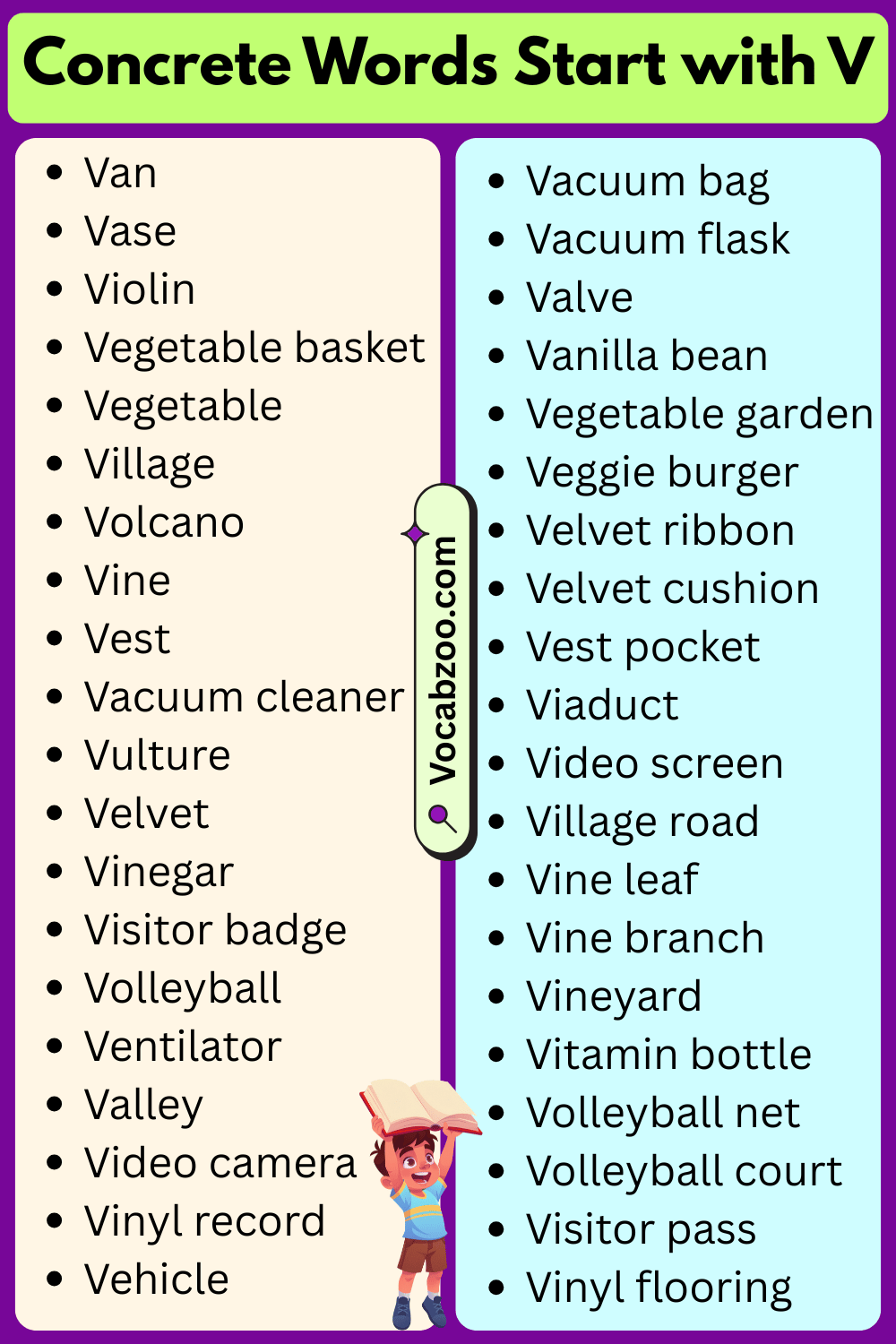Concrete Words That Start with V