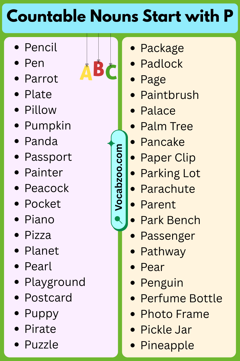 Countable Nouns That Start with P