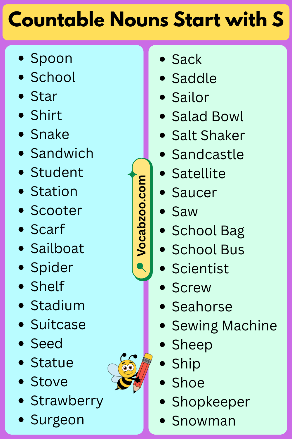 Countable Nouns That Start with S