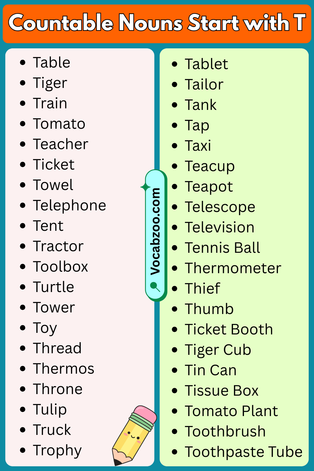 Countable Nouns That Start with T
