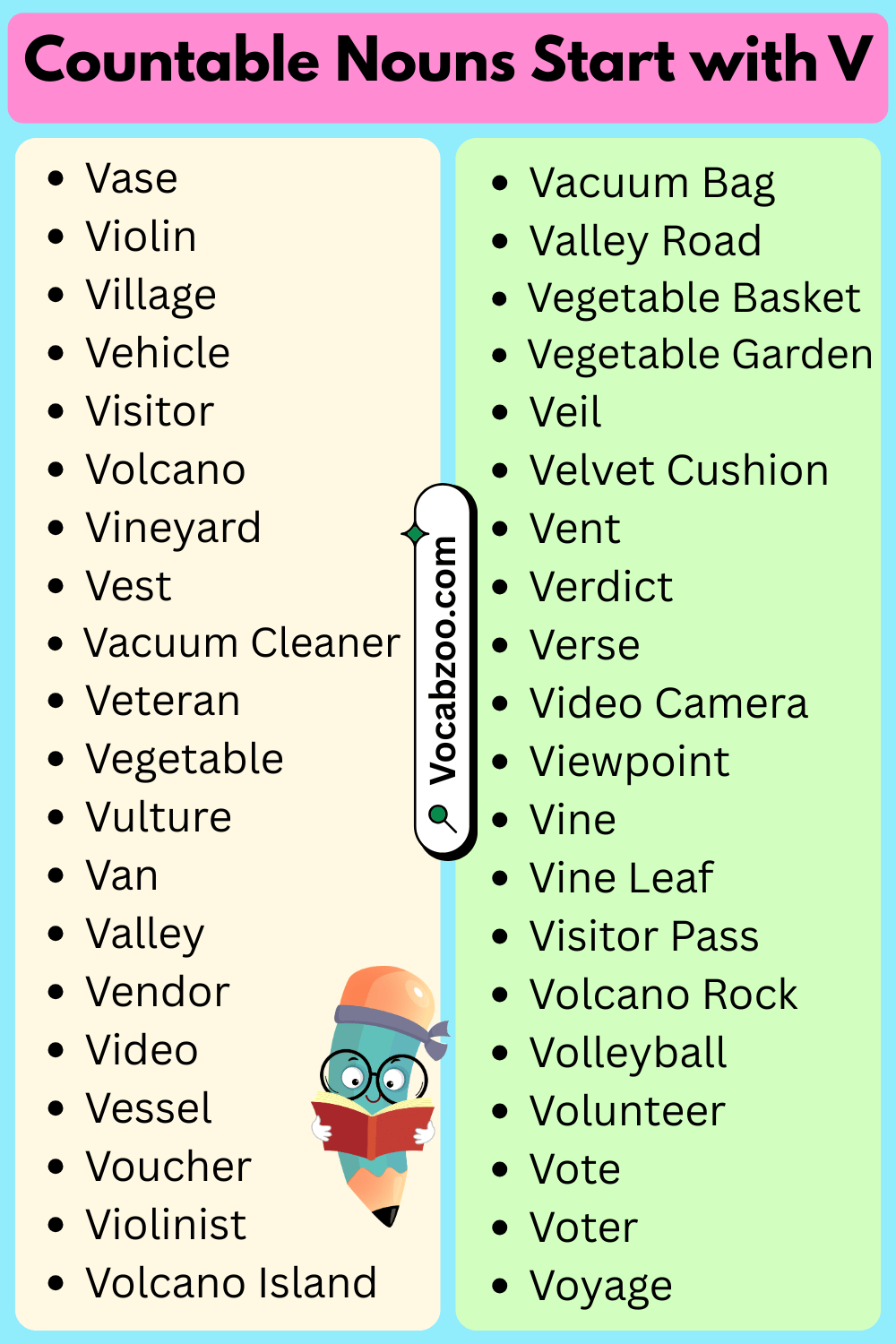 Countable Nouns That Start with V