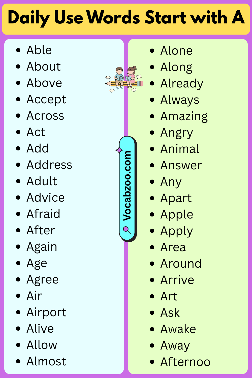 Daily Use Words That Start with A