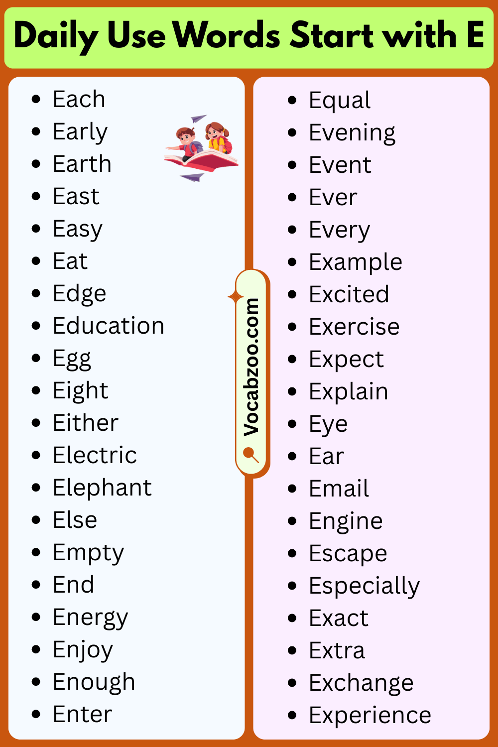 Daily Use Words That Start with E