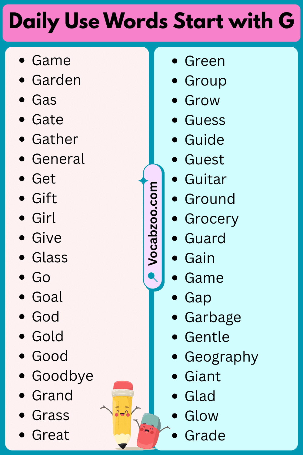 Daily Use Words That Start with G