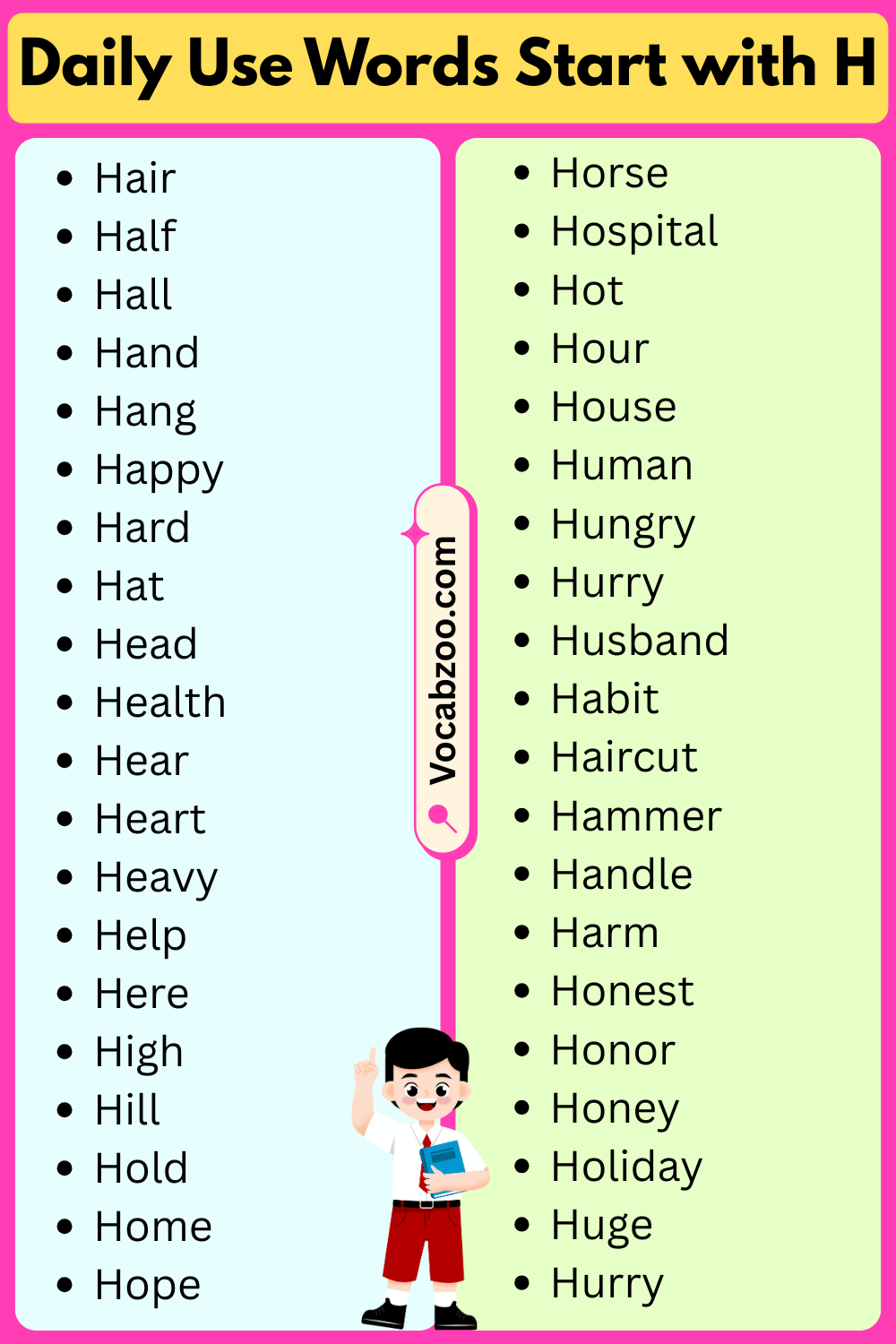 Daily Use Words That Start with H