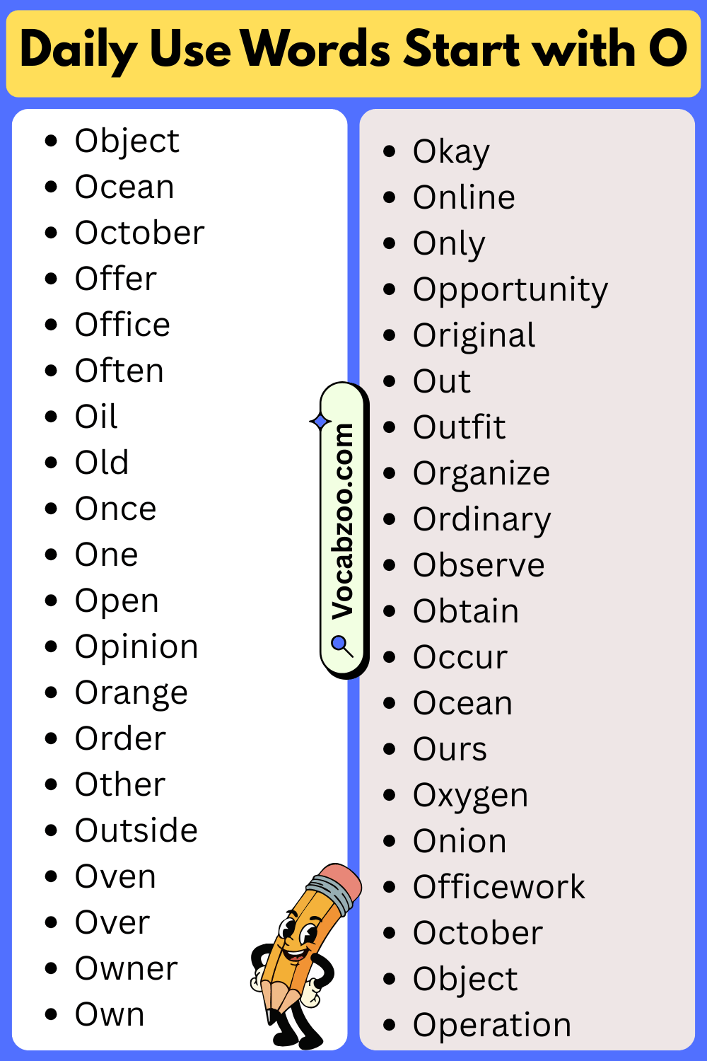 Daily Use Words That Start with O