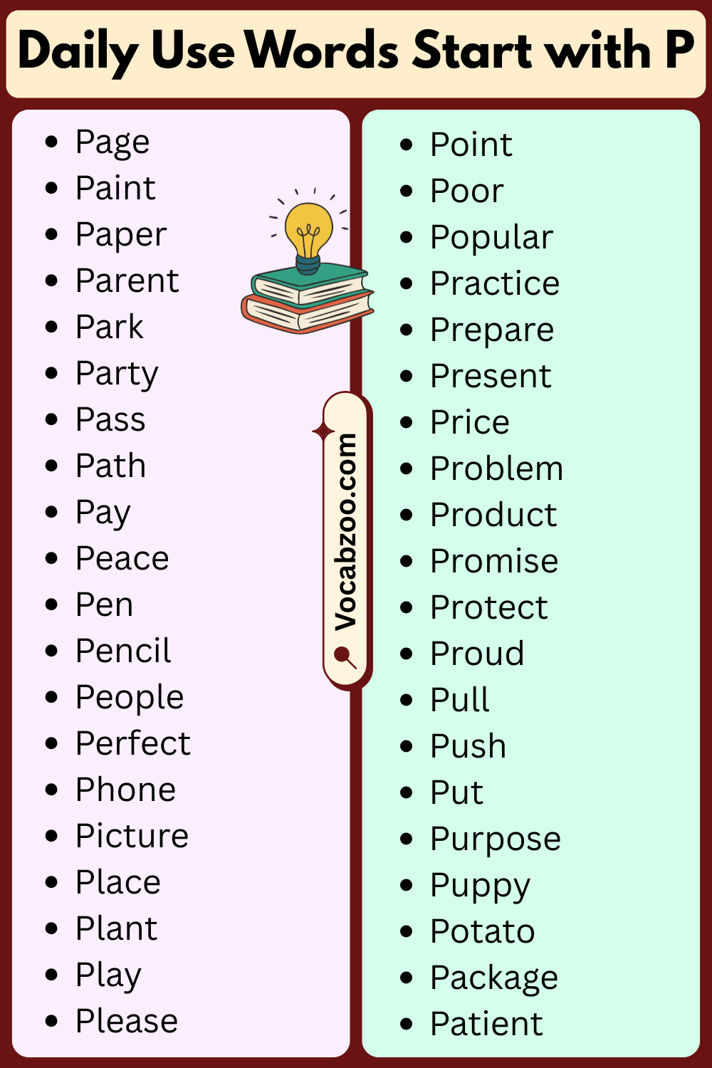 Daily Use Words That Start with P