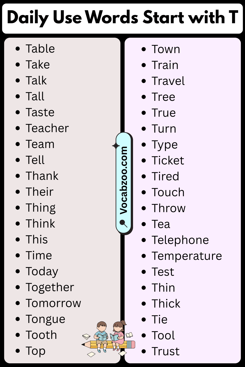 Daily Use Words That Start with T