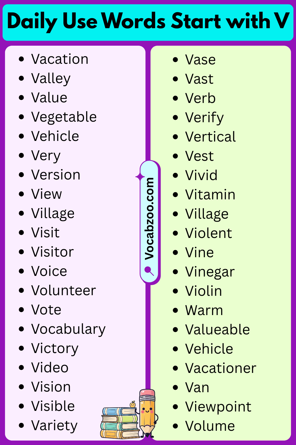 Daily Use Words That Start with V
