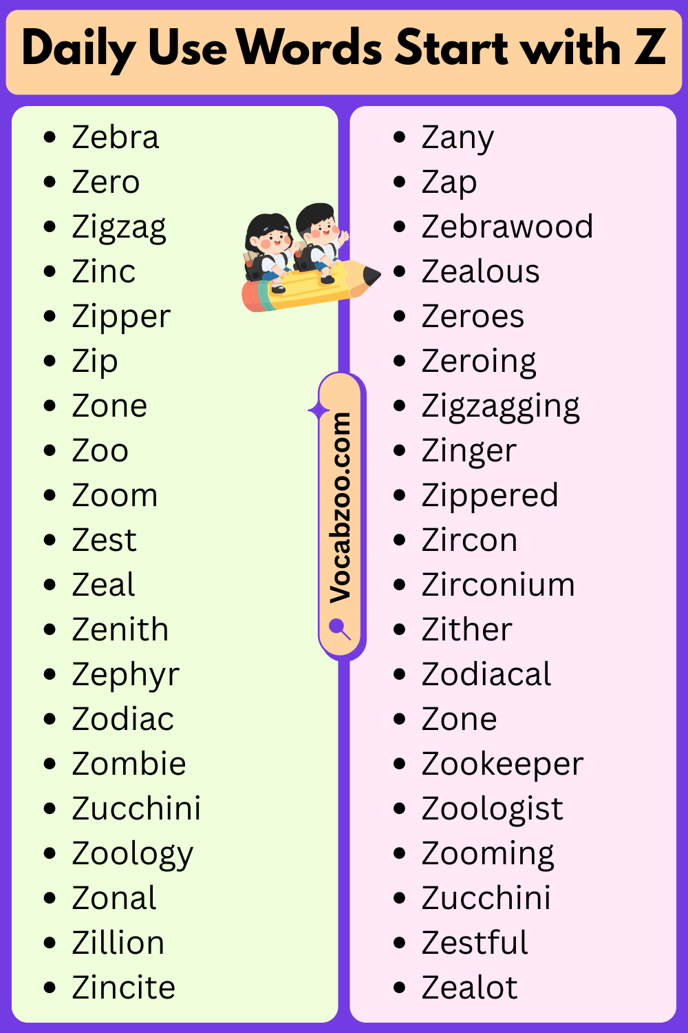 Daily Use Words That Start with Z