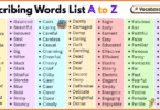 Describing Words List A to Z in English with Pictures