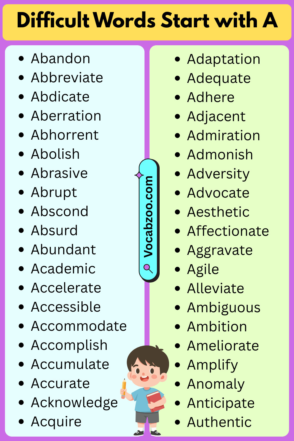 Difficult Words That Start with A
