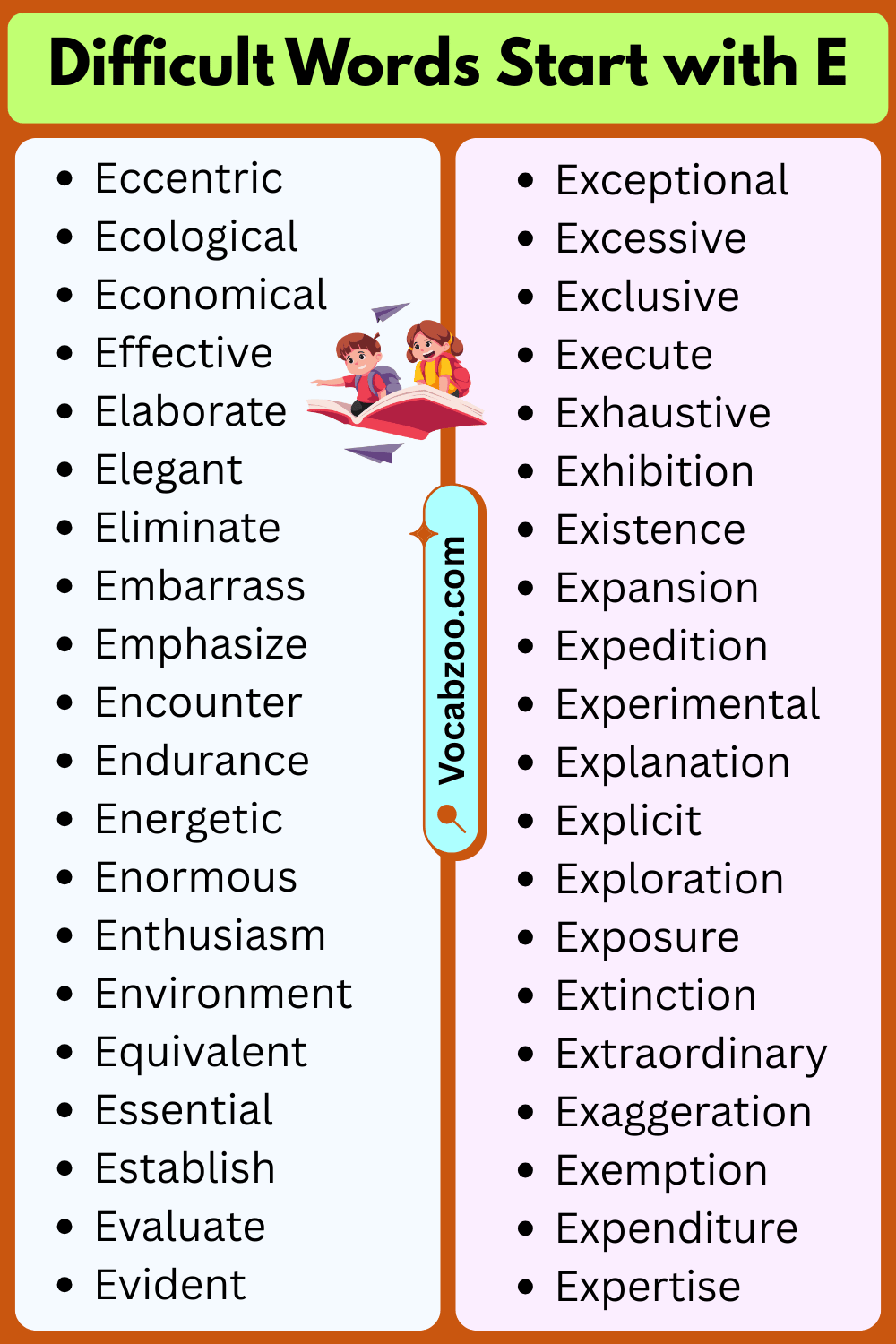 Difficult Words That Start with E