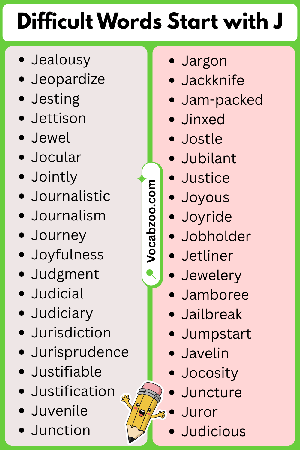 Difficult Words That Start with J