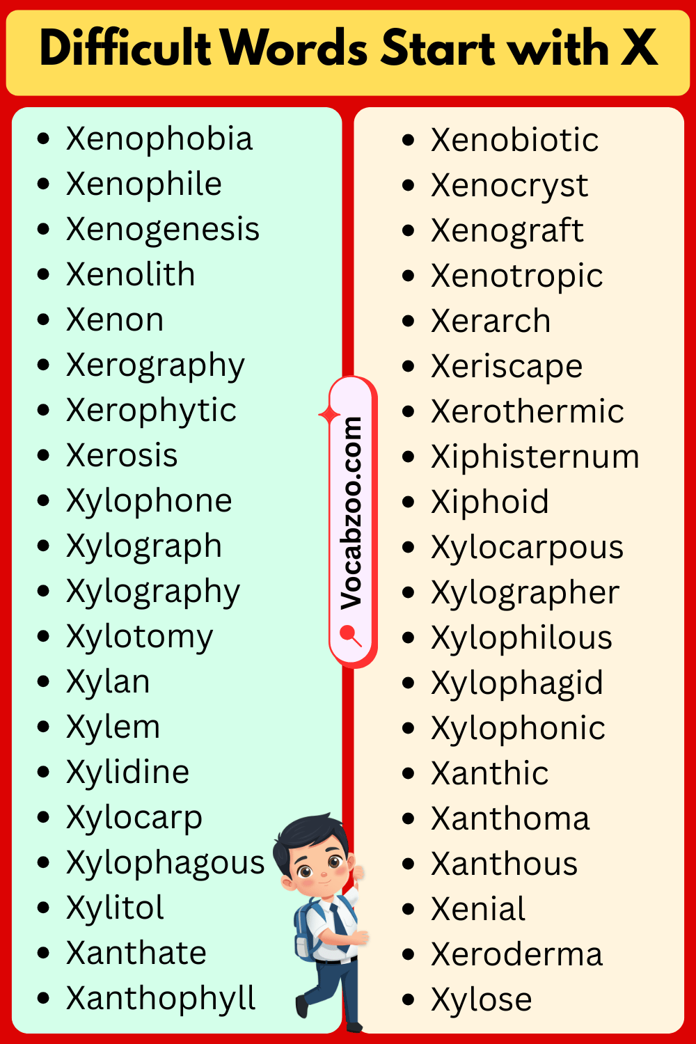 Difficult Words That Start with X