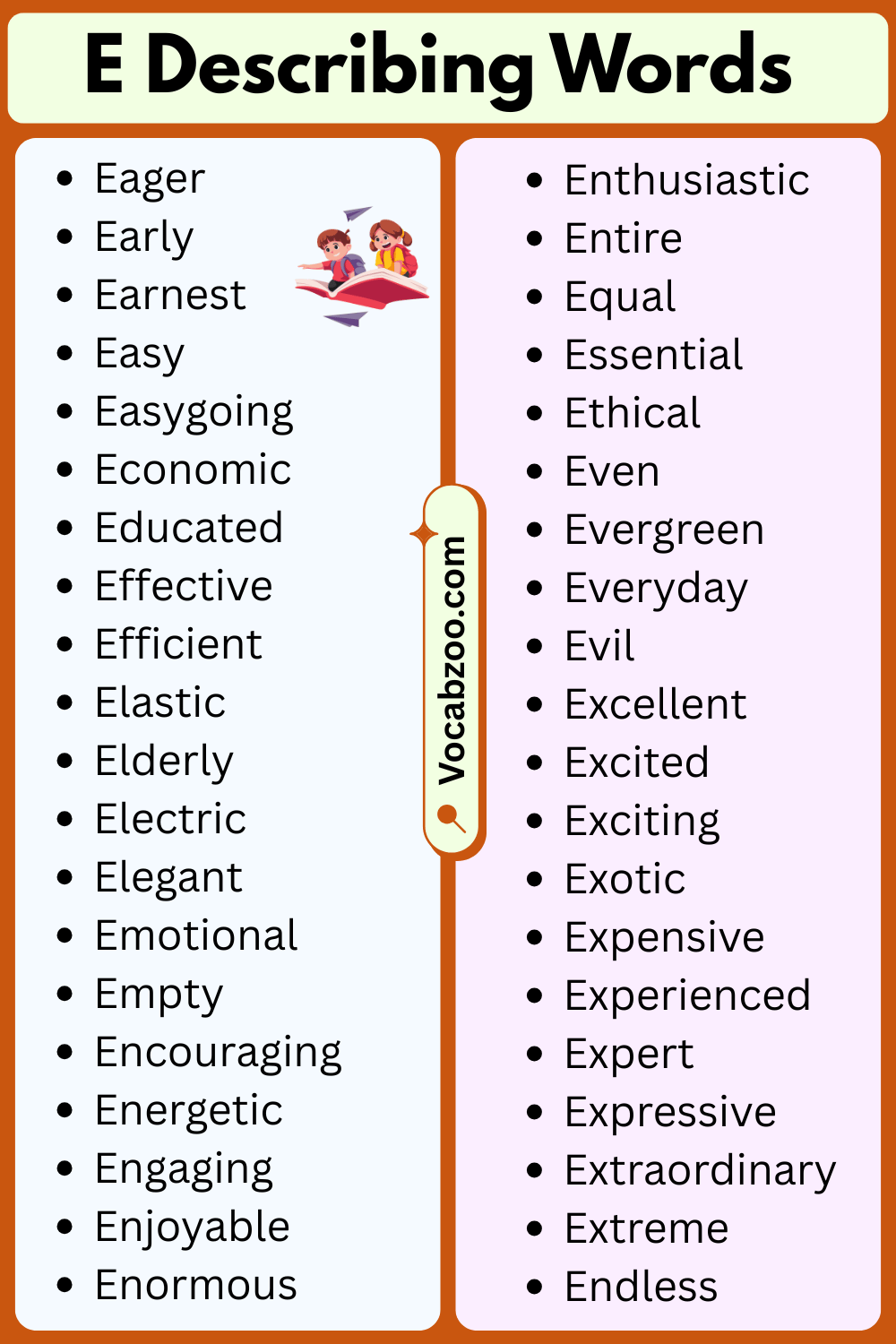 E List of Describing Words