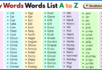 Easy Words List A to Z in English with Pictures