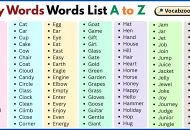 Easy Words List A to Z in English with Pictures