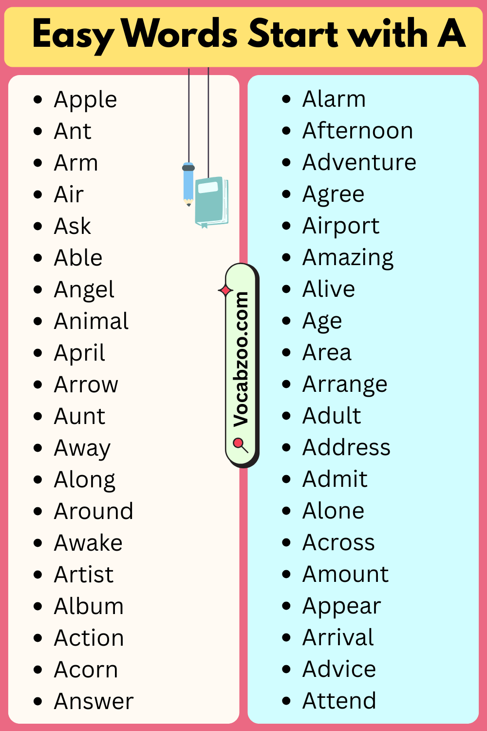 Easy Words That Start with A