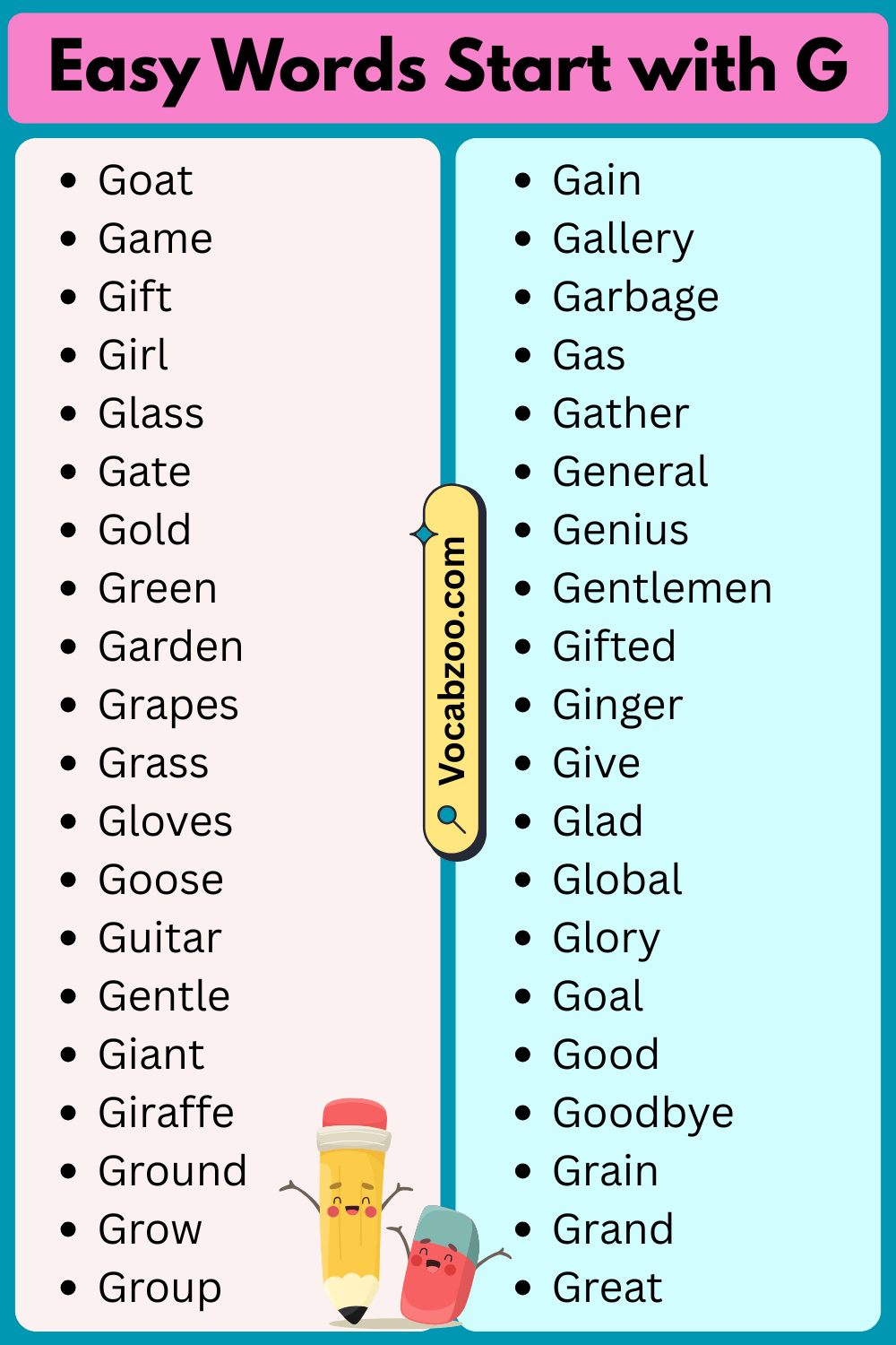 Easy Words That Start with G