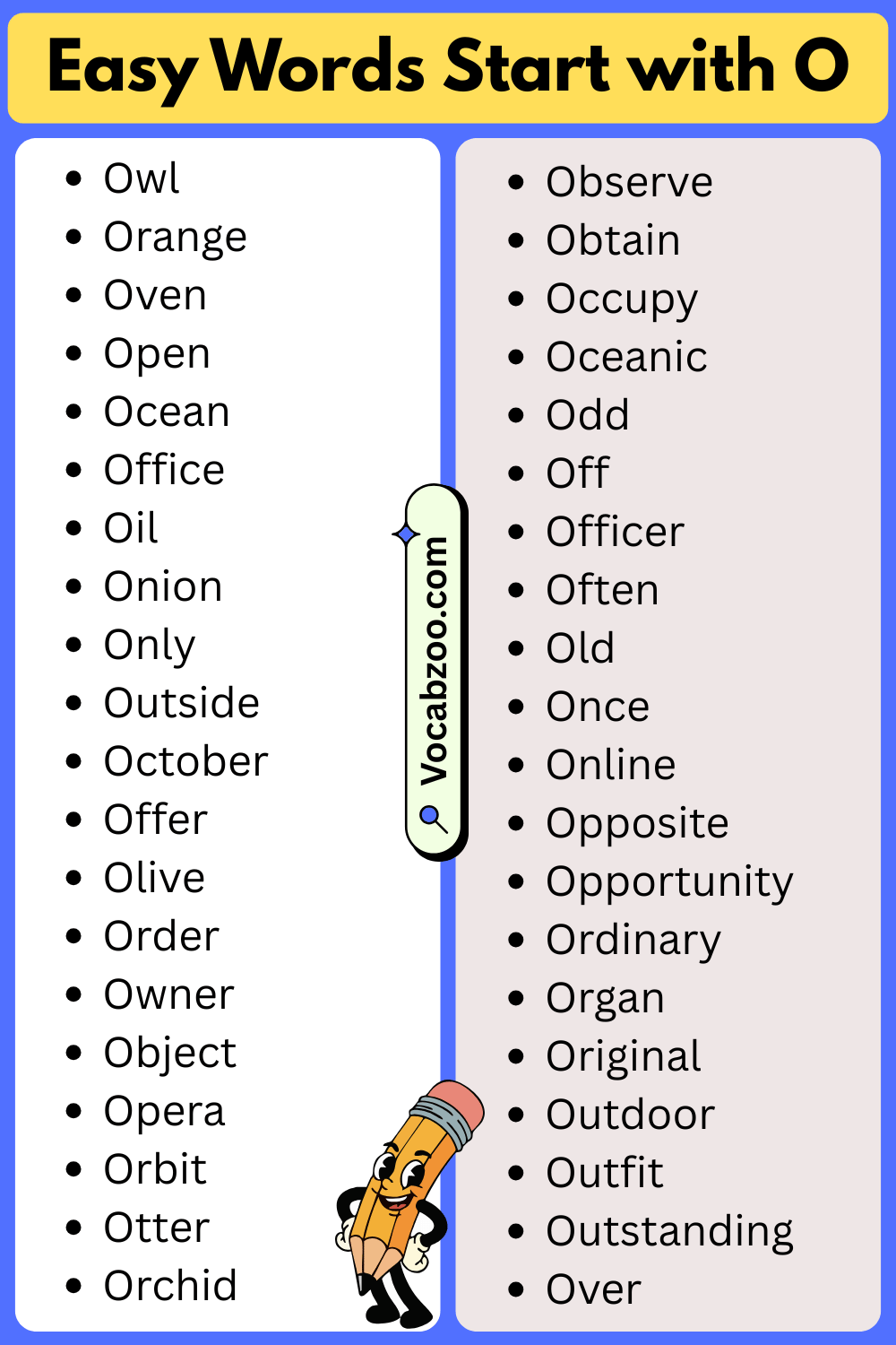 Easy Words That Start with O