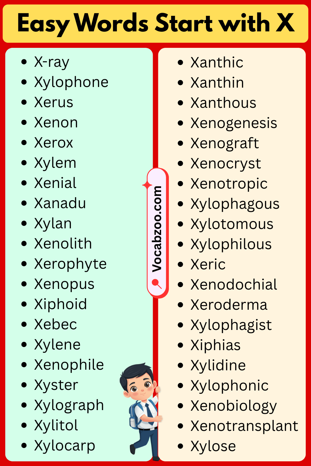 Easy Words That Start with X