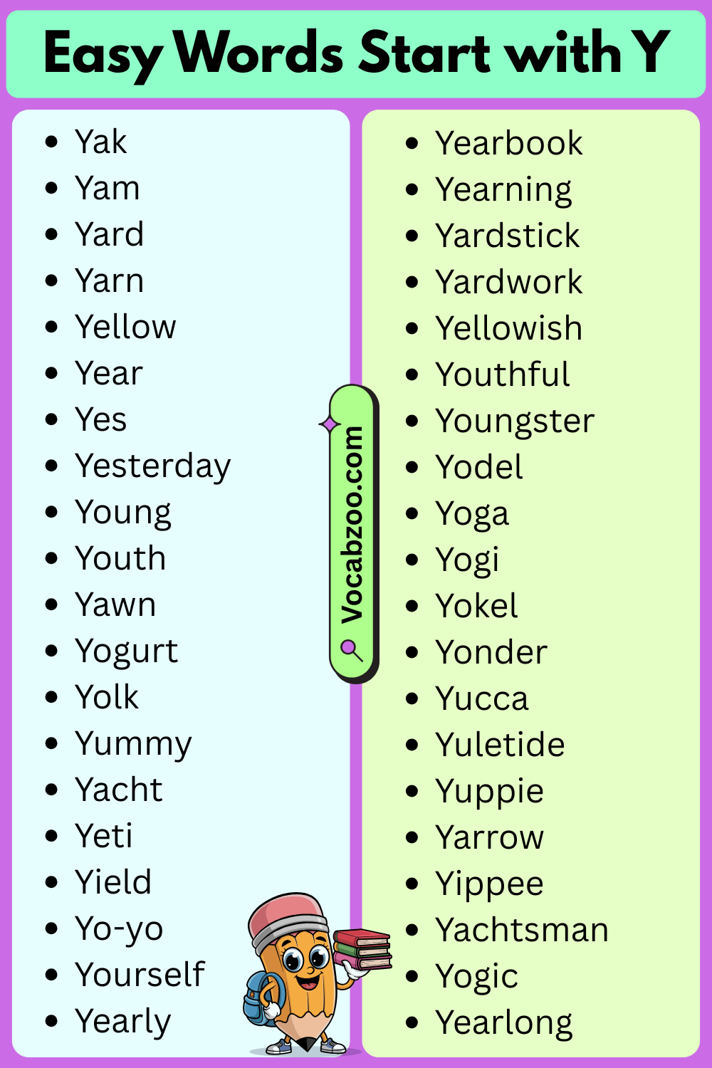 Easy Words That Start with Y