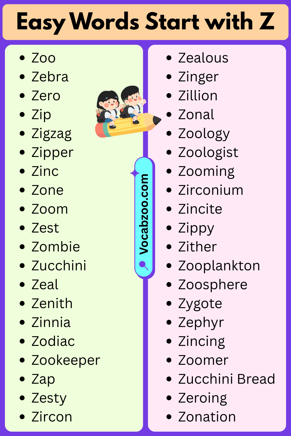 Easy Words That Start with Z
