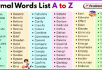 Formal Words List A to Z in English with Pictures