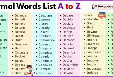 Formal Words List A to Z in English with Pictures