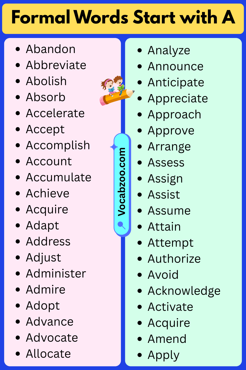 Formal Words That Start with A