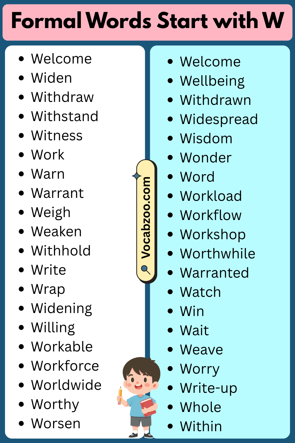 Formal Words That Start with W