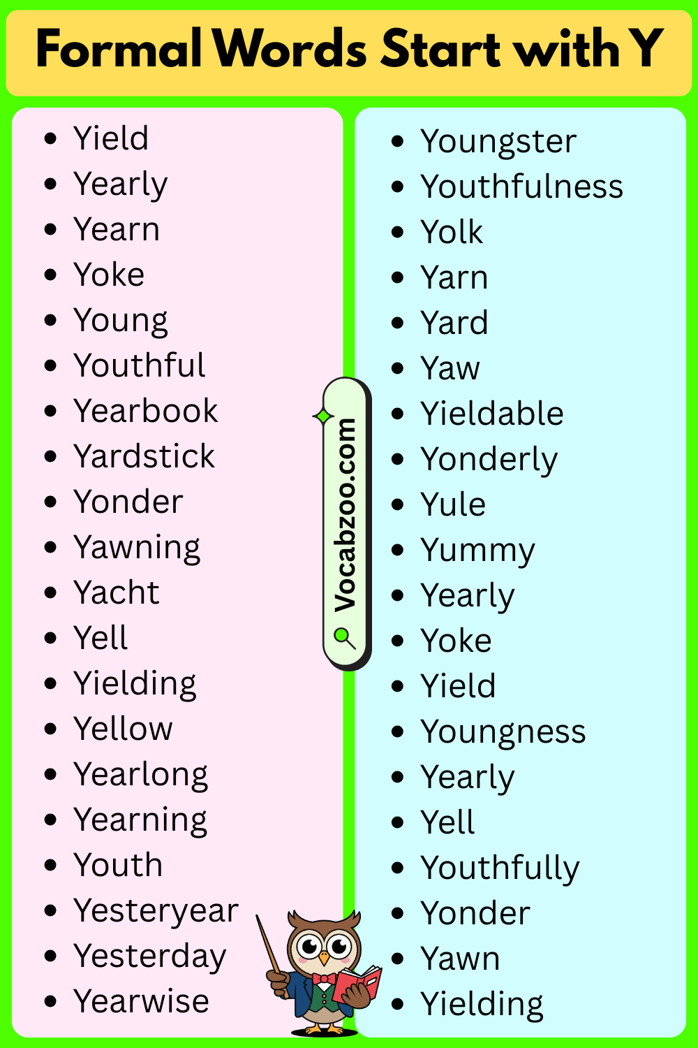 Formal Words That Start with Y