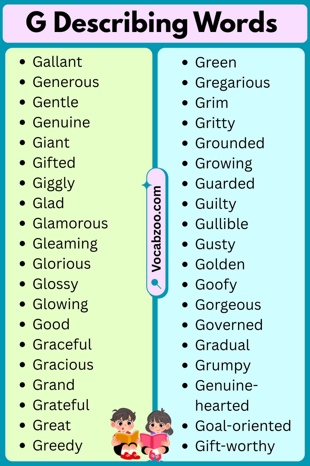 G List of Describing Words