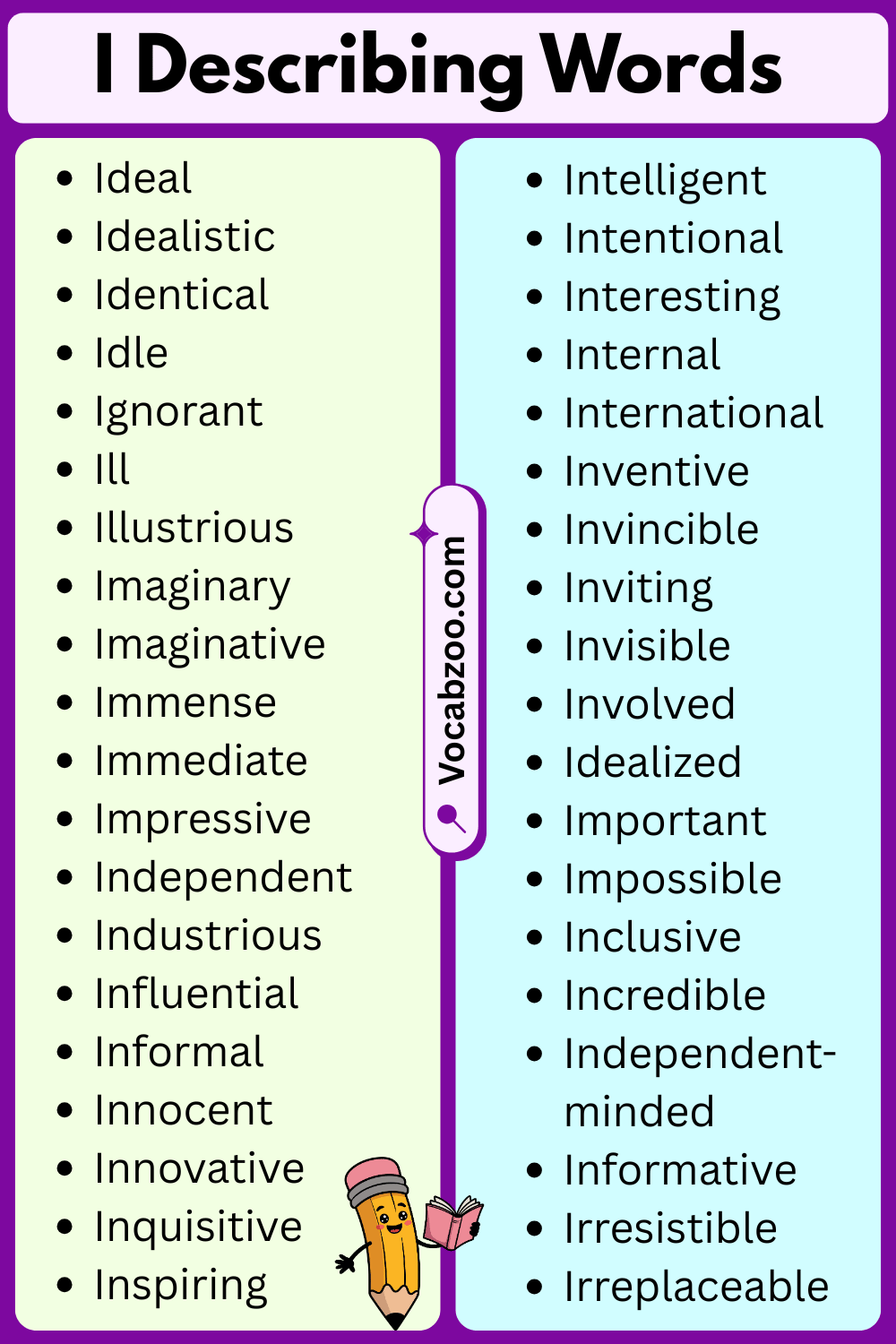 I List of Describing Words