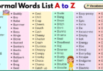 Informal Words List A to Z in English with Pictures