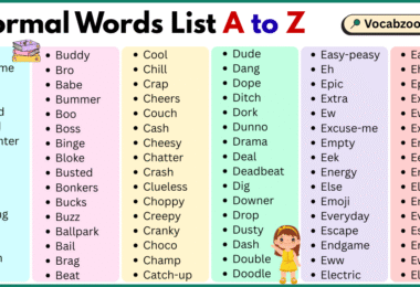 Informal Words List A to Z in English with Pictures