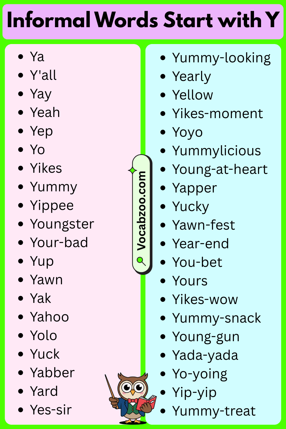Informal Words That Start with Y