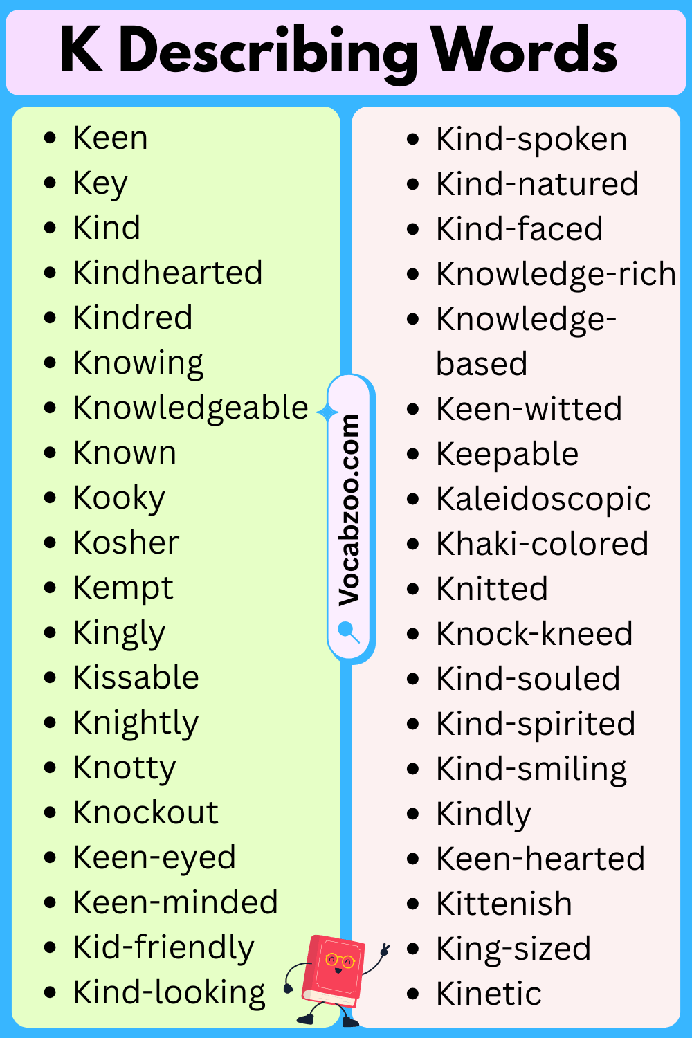 K List of Describing Words