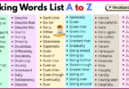 Linking Words List A to Z in English with Pictures