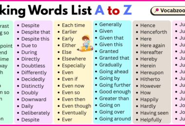 Linking Words List A to Z in English with Pictures