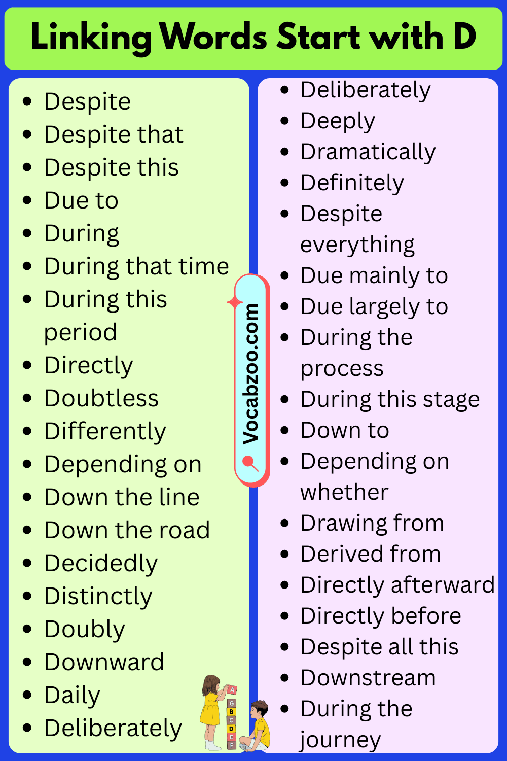 Linking Words That Start with D