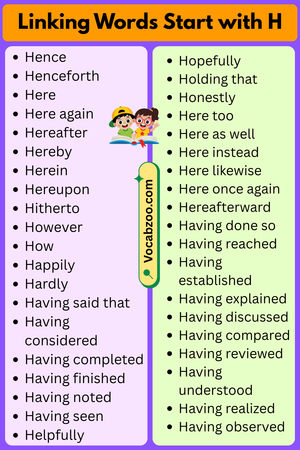 Linking Words That Start with H