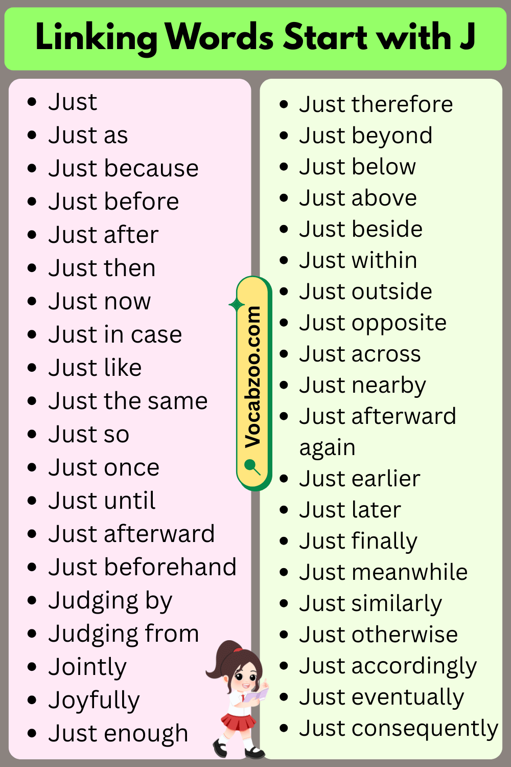 Linking Words That Start with J