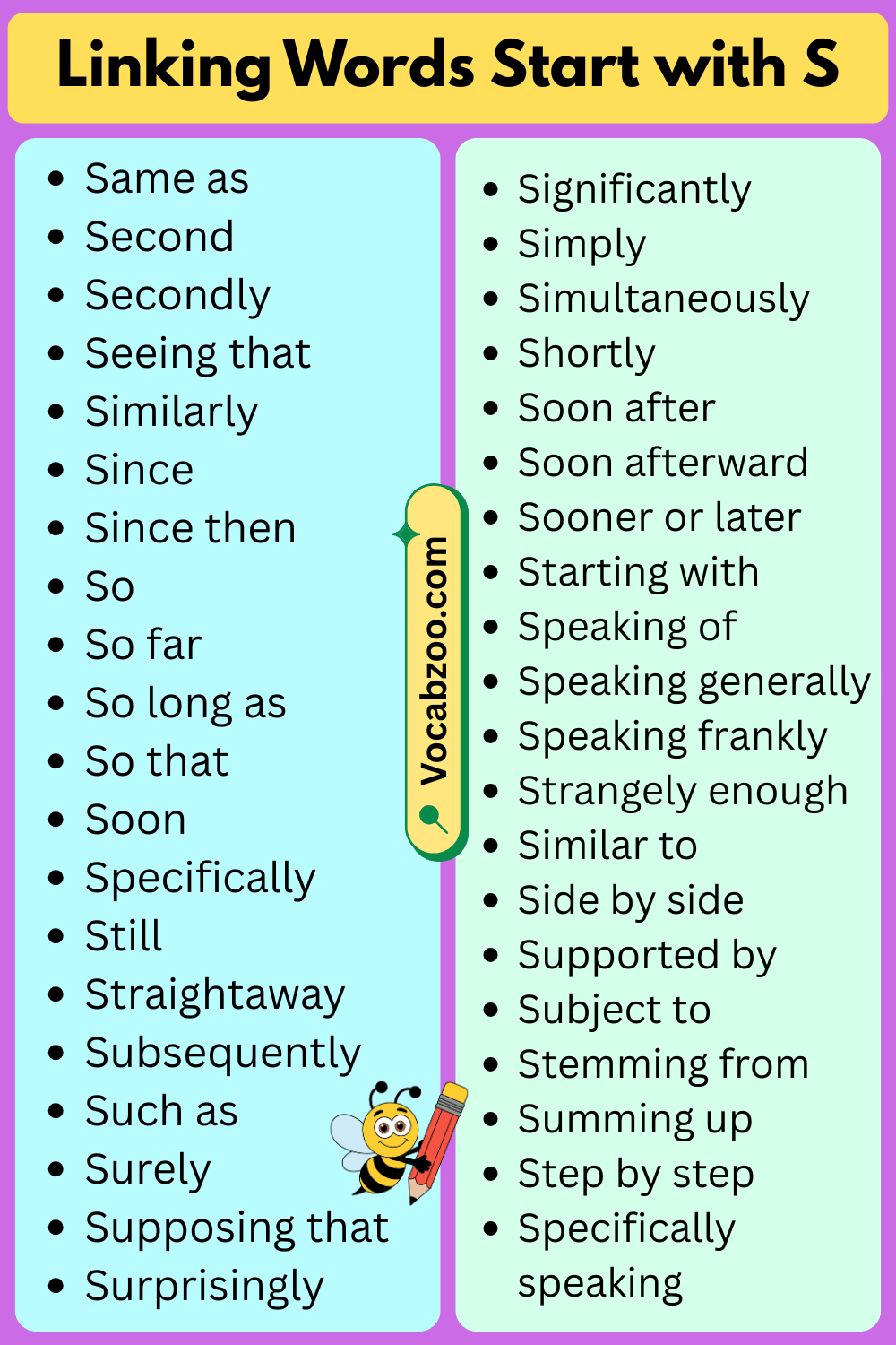 Linking Words That Start with S