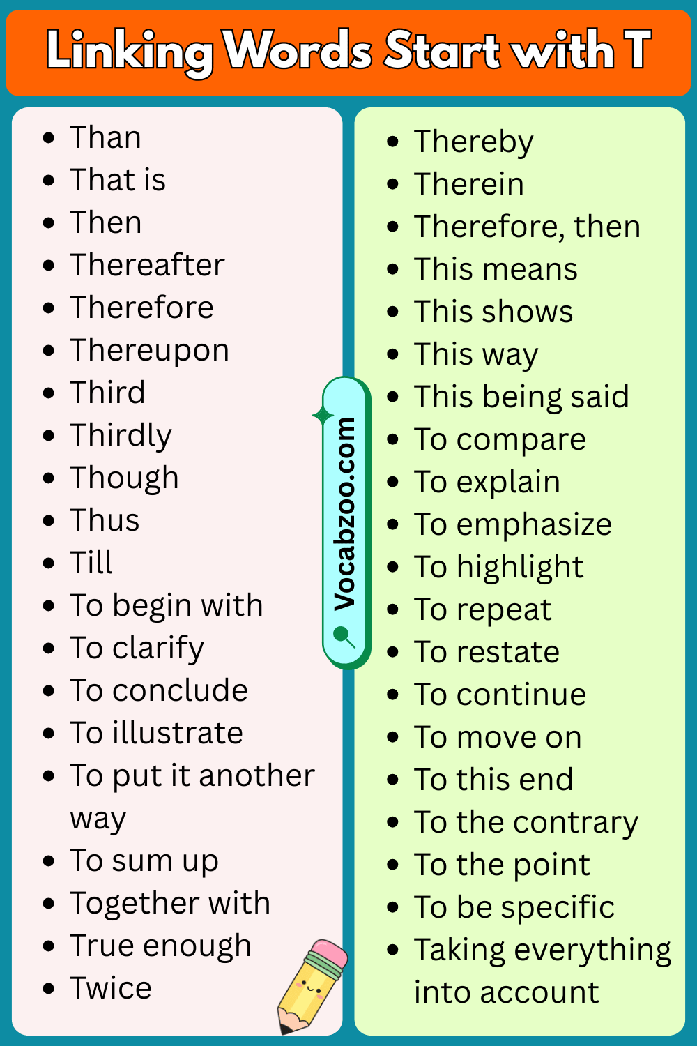 Linking Words That Start with T