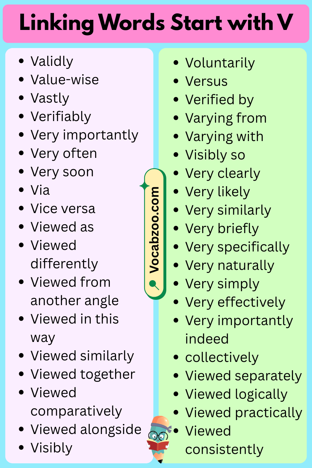 Linking Words That Start with V
