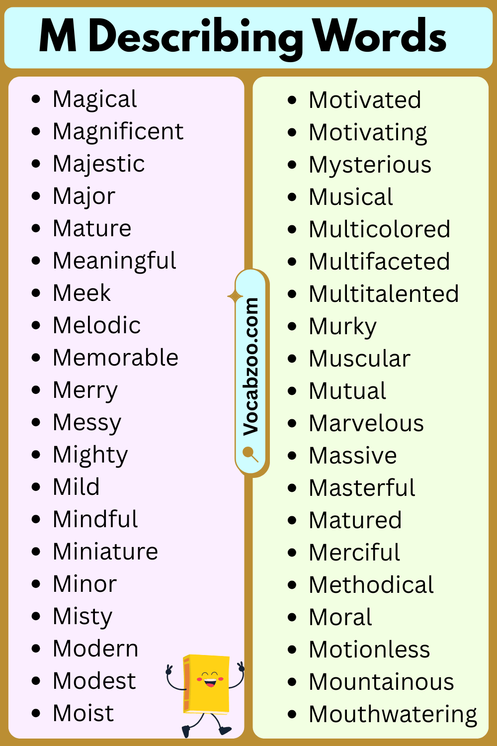M List of Describing Words