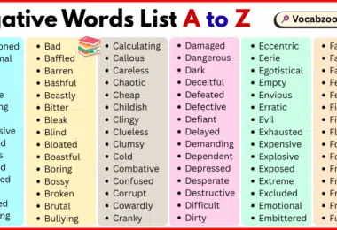 Negative Words List A to Z in English with Pictures