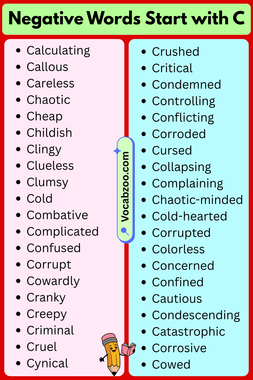 Negative Words That Start With C
